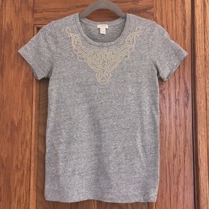 5️⃣ EUC J. Crew Short Sleeve Gray Beaded T-shirt